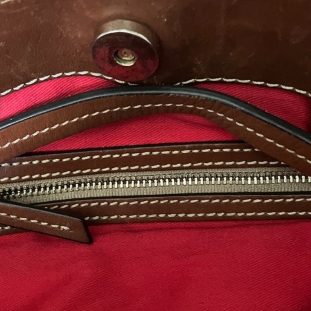 Vintage Dooney&Bourke Light Blue/Gray Embossed Ostrich Small FLYNN Shoulder Bag - Picture 4 of 12